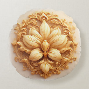 Elegant Bloemreliëfdesign Met Sierlijke Details Rond Kussen