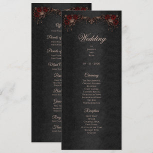 Elegant bloemrijk gotisch Halloween-huwelijksprogr Menu