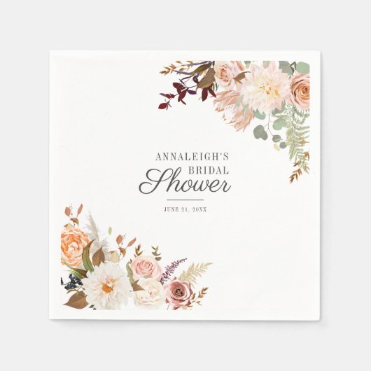 Elegant Bloemschrift Bruiloftspapier Servet (Voorkant)