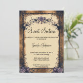Elegant  bloemzoet zestien uitnodiging (Staand voorkant)