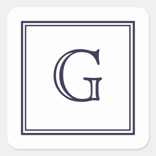 Elegant blokmonogram met rand vierkante Stickers (Voorkant)