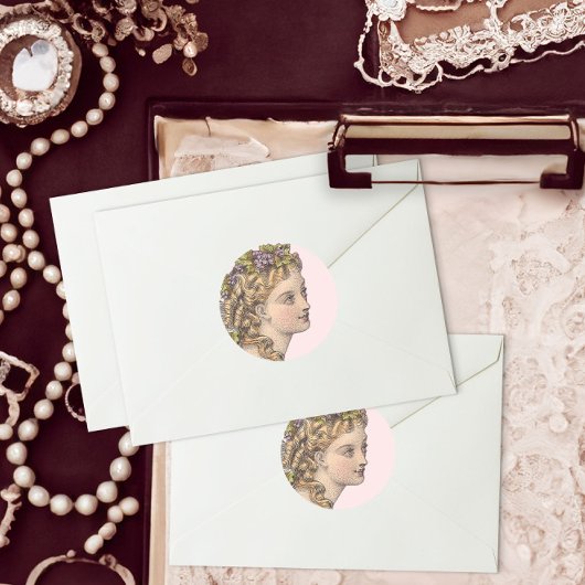 Elegant Blond Victoriaans vrouw  Mode Ronde Sticker