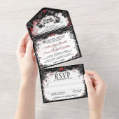 Elegant Blood Splatter Halloween Wedding All In One Uitnodiging (Afscheurbaar)