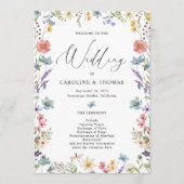 Elegant Bloom Wildflower Script Bruiloft Programma (Voorkant)