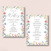 Elegant Bloom Wildflower Script Bruiloft Programma