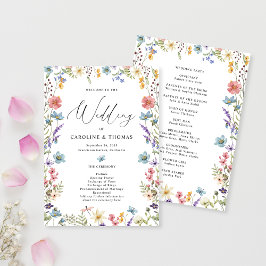 Elegant Bloom Wildflower Script Bruiloft Programma