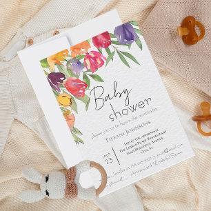 Elegant Blooms Bright Tulpen Baby shower Kaart