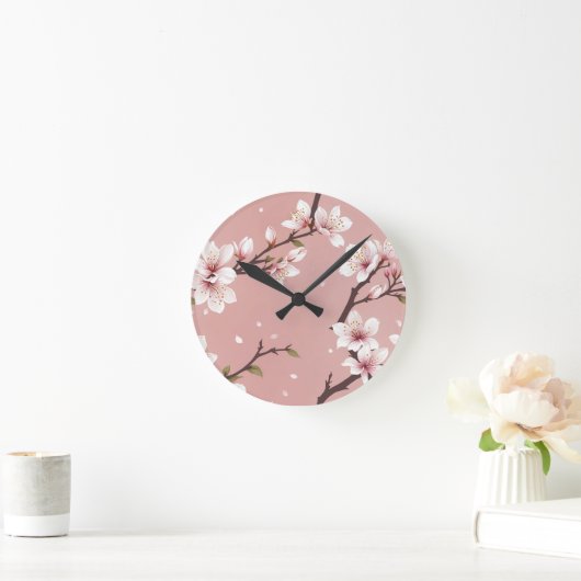 Elegant blossoms Clock Ronde Klok (Huis)