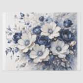 Elegant Blossoms in Blue & White Decoupage Tissuepapier (Voorkant)