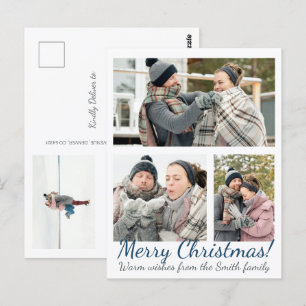 Elegant Blue 3 Fotokalligrafie Kerstmis Briefkaart