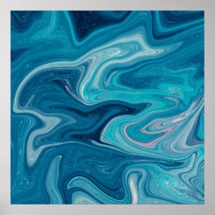 Elegant Blue Abstracte Ripple   POSTER
