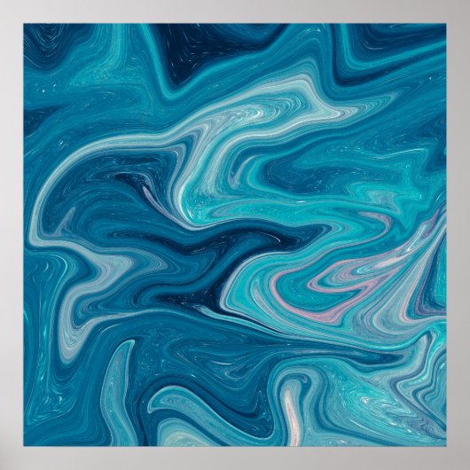 Elegant Blue Abstracte Ripple | POSTER (Voorkant)