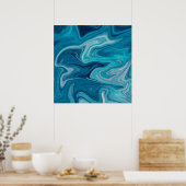 Elegant Blue Abstracte Ripple | POSTER (Keuken)
