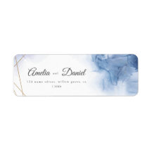 Elegant Blue Agate bruiloft label