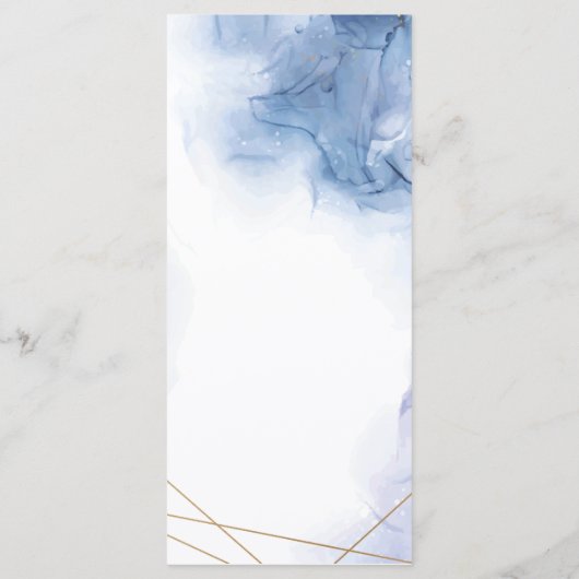 Elegant Blue Agate-bruiloft Menu (Achterkant)