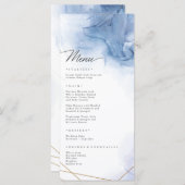 Elegant Blue Agate-bruiloft Menu (Voorkant / Achterkant)