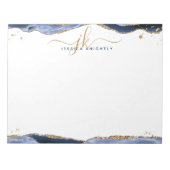 Elegant Blue Agate Script Monogram Initialen Notitieblok (Voorkant)