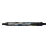 Elegant Blue and Gold Abstract Black Ink Pen (Achterkant)
