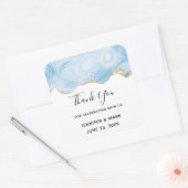 Elegant Blue and Gold Agate Border Hartelijk dank Vierkante Sticker (Envelop)