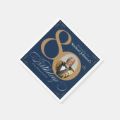 Elegant Blue and Gold Custom Photo 80th Birthday Servet (Hoek)