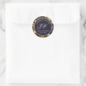 Elegant Blue and Gold Pattern 100e verjaardag Ronde Sticker (Tas)