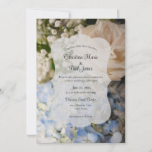 Elegant Blue and white Floral Wedding Invitation