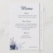 Elegant Blue and White Floral Wedding Menu (Voorkant)
