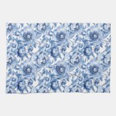 Elegant Blue and White Flower Chic Floral Pattern Theedoek (Horizontaal)