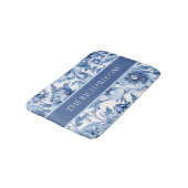 Elegant Blue and White Flowers Floral Pattern Badmat (Gekanteld)