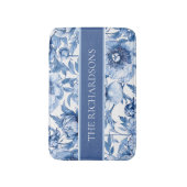 Elegant Blue and White Flowers Floral Pattern Badmat (Voorkant Verticaal)