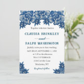 Elegant Blue and White Toile De Jouy Invitation (Debout devant)