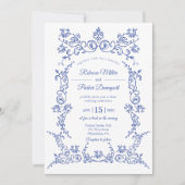 Elegant Blue and White Wedding Invitation Kaart (Voorkant)