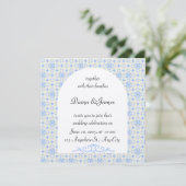 Elegant Blue and White Wedding Invitation Kaart (Staand voorkant)