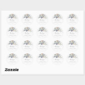 Elegant Blue and White Wedding Ronde Sticker (Vel)