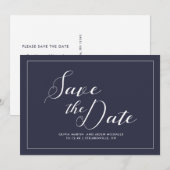 Elegant Blue and White Wedding Save The Date (Voorkant / Achterkant)