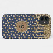Elegant Blue Animal Print Monogram Bling Jewels Case-Mate iPhone Case (Achterkant (horizontaal))