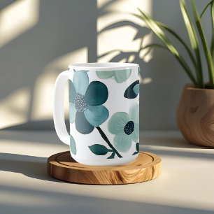 Elegant Blue Aqua Floral Pattern Mok Design