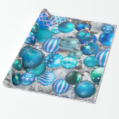 Elegant blue aqua-kerstversiering feestdagen cadeaupapier (Uitgerold)