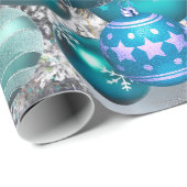 Elegant blue aqua-kerstversiering feestdagen cadeaupapier (Rol Hoek)