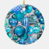 Elegant blue aqua-kerstversiering feestdagen keramisch ornament (Achterkant)