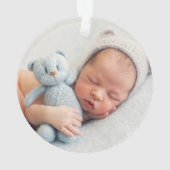 Elegant Blue Baby Boy eerste kerstfoto Ornament (achterkant)