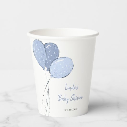 Elegant Blue Balloon Baby shower Papieren Bekers (Voorkant)