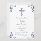Elegant Blue Baptism/Christening Invitation Kaart (Voorkant)