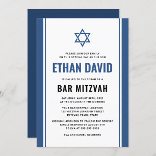 Elegant blue bar mitzvah uitnodigingen