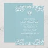 Elegant Blue Bat Mitzvah Kaart (Voorkant / Achterkant)