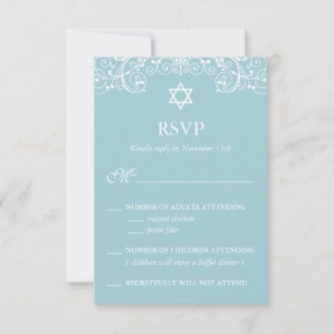  Elegant Blue Bat Mitzvah RSVP Kaartje