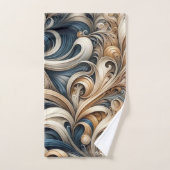 Elegant Blue Beige Baroque Swirl Pattern (Serviette à main)