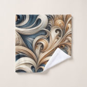 Elegant Blue Beige Baroque Swirl Pattern (Gant de toilette)