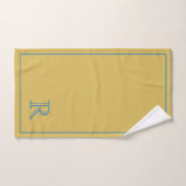 Elegant Blue &Beige Script  Monogram Pattern Bad Handdoek (Handdoek)