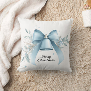 Elegant Blue Bell "Merry Christmas" Sierkussen